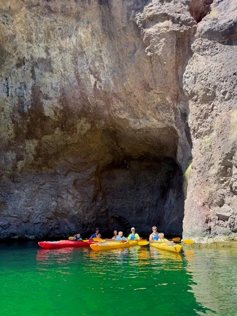 Kayakers cooling off on the Colorado River near Las Vegas