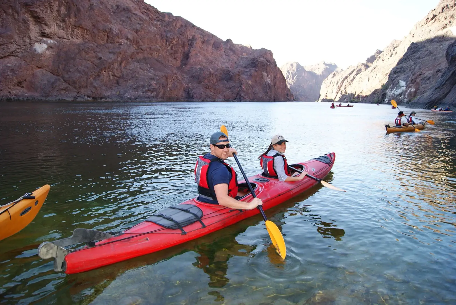 A paddler exploring the Black Canyon in an Evolution Expedition guided kayak tour