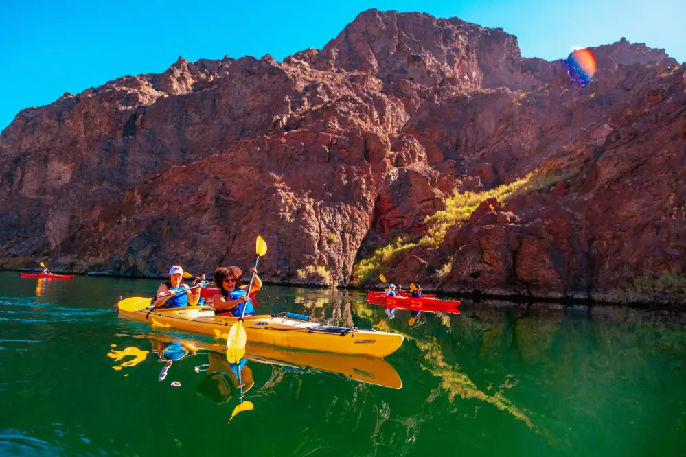 Happy kayakers enjoying the Colorado River