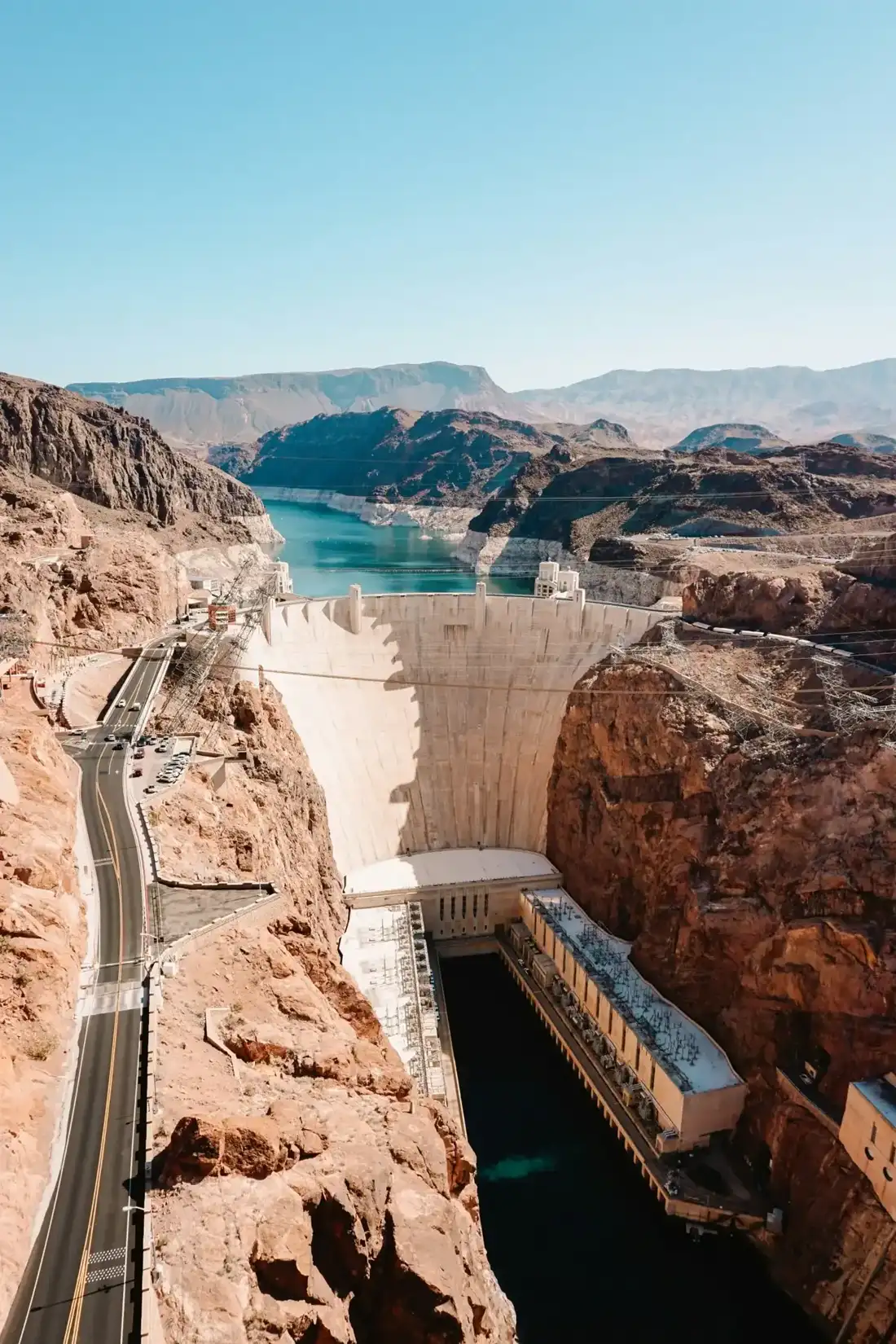 A view of the iconic Hoover Dam and the Colorado River.