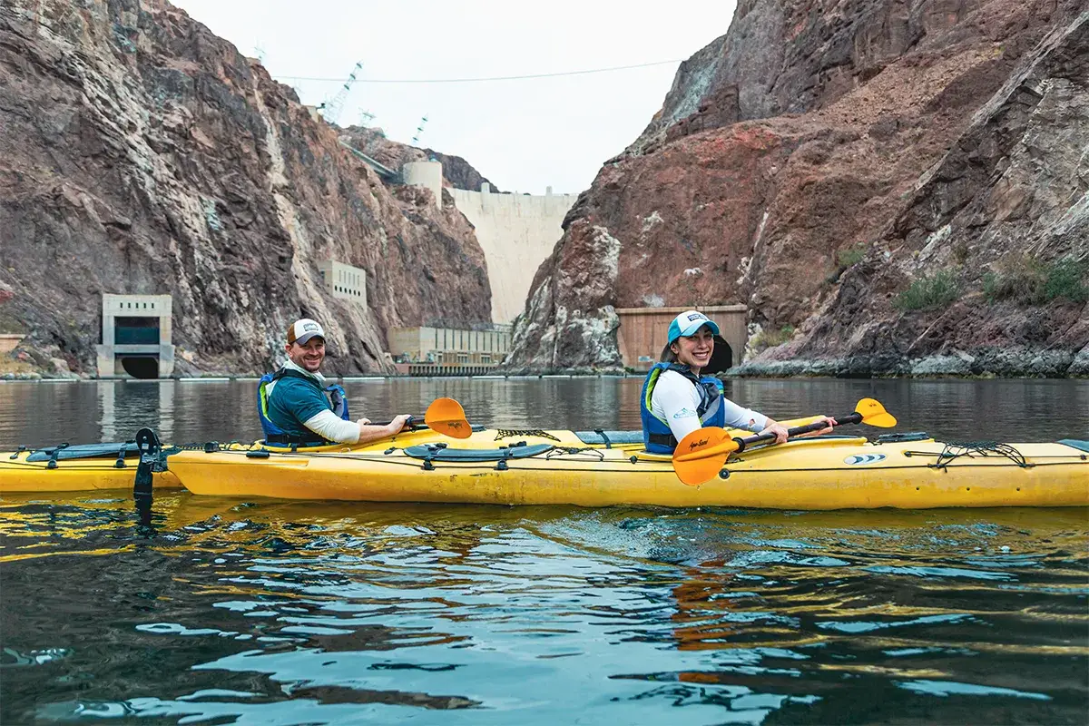 Kayakers below Hoover Dam in Las Vegas