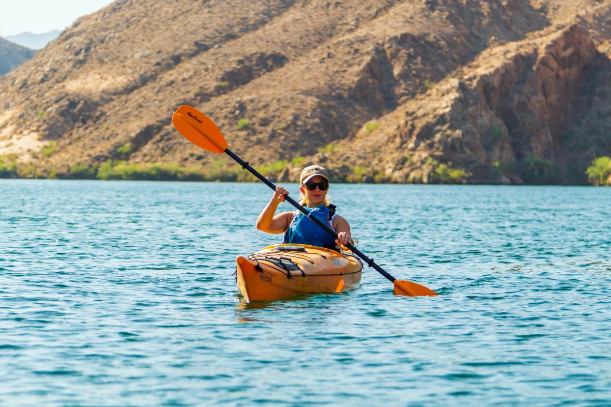 Woman kayaking at Willow Beach on the Colorado River