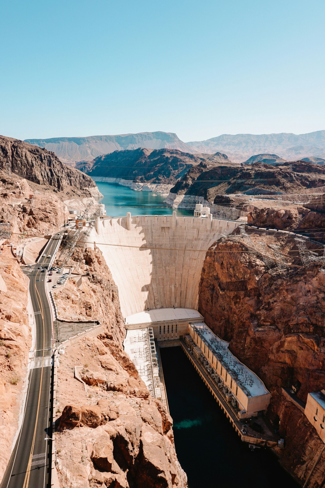 A view of the iconic Hoover Dam and the Colorado River.