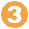 Orange number three inside a circle on a white background.