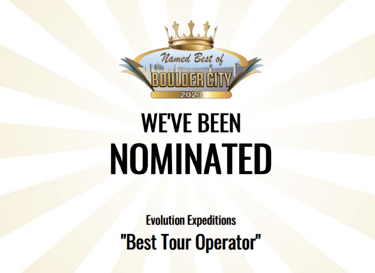 Best of Boulder City 2023 nomination for Evolution Expeditions as 'Best Tour Operator'.