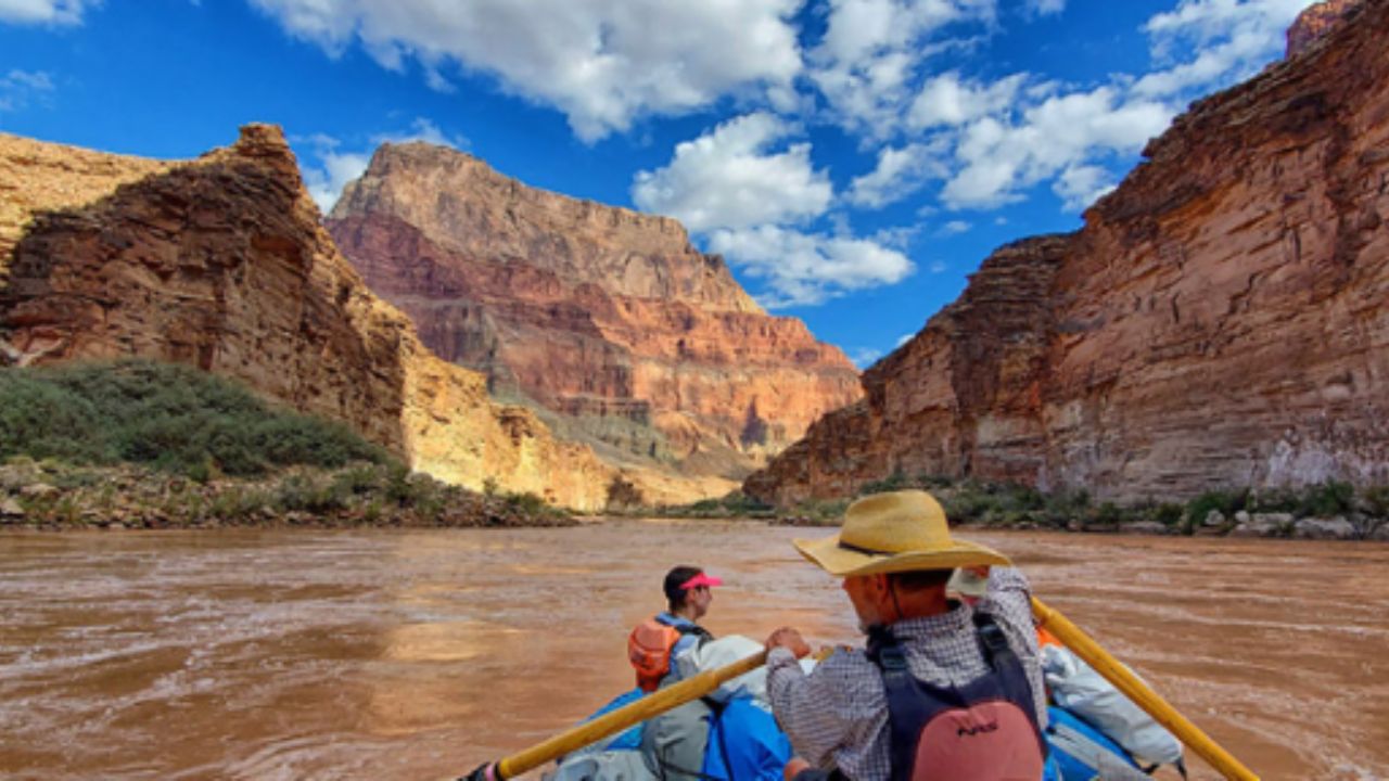 Kayakers paddling in the Colorado River.