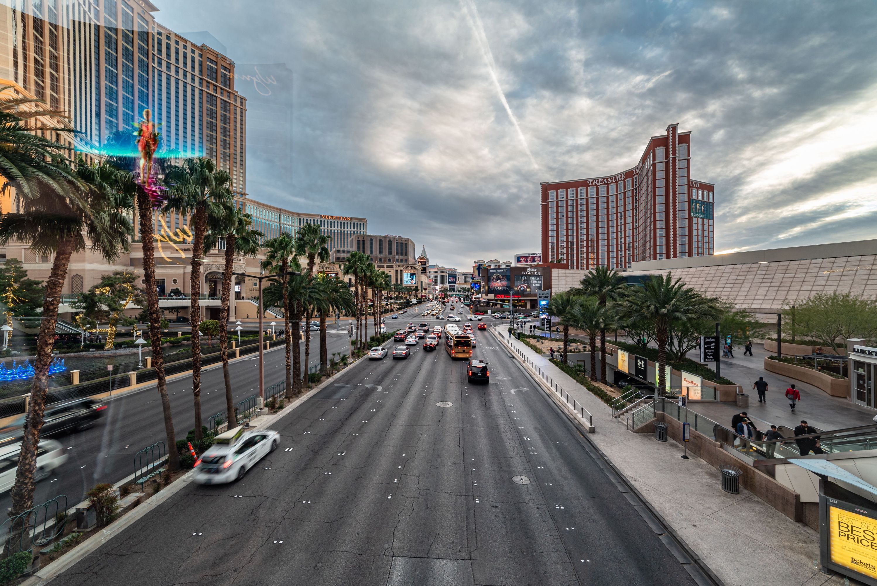 A view of the bustling Las Vegas Strip