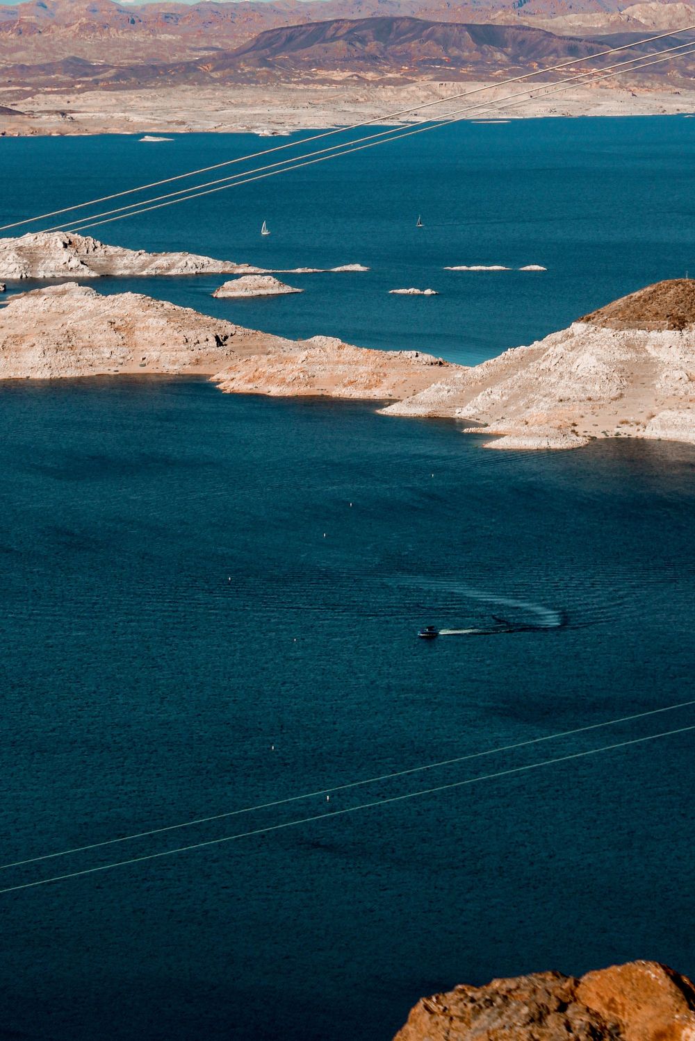 An aerial view of Lake Mead.