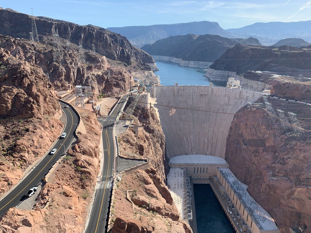 An aerial view of the Hoover Dam, Las Vegas